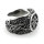Stainless Steel Viking Ring Helmet of Awe in a runic circle