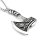 Stainless Steel Necklace Odins Axe Fenris Wolf, Hugin &amp; Munin with Celtic Knot Silver-Colored