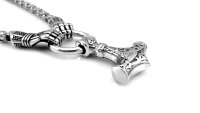 Solid stainless steel necklace Thors Hammer with gloves...