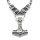 Massive Edelstahl Halskette Thors Hammer mit Panzerhandschuhen und Runen