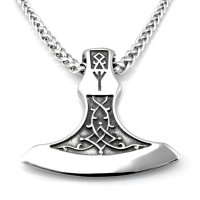 Edelstahl Halskette Odins Axt mit keltischen Knoten und...