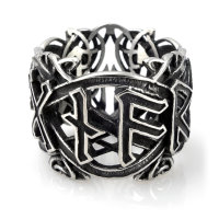 Stainless Steel Viking Ring Futhark Runes with Celtic knots