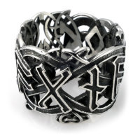 Stainless Steel Viking Ring Futhark Runes with Celtic knots