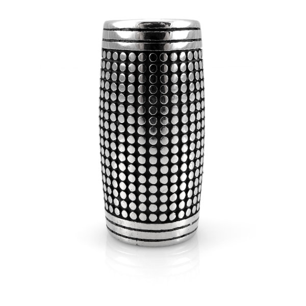 Modern stainless steel beard pearl silver / black - 9 mm inner diameter