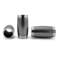 Modern stainless steel beard pearl silver / black - 9 mm...