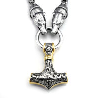 Solid stainless steel Viking necklace Thors Hammer with...