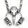 Solid stainless steel necklace crow skull with futhark runes