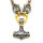 Massive Edelstahl Halskette Thors Hammer mit Fenris Wolf
