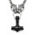 Solid stainless steel necklace Thors Hammer with Fenris Wolf - Silver / Black