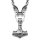 Solid stainless steel necklace with tigers and Thors Hammer pendant
