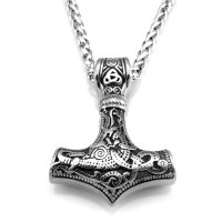 Stainless steel necklace Thors Hammer with Celtic knots...