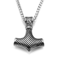 Stainless steel necklace Thors Hammer with Celtic knots...