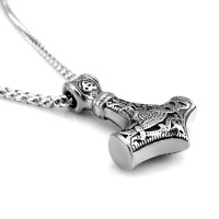 Edelstahl Halskette Thors Hammer mit keltischen Knoten und Triquetra