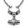 Solid stainless steel viking necklace Thors hammer with Futhark runes - Silver