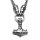 Solid stainless steel necklace Fenris Wolf with Thors Hammer pendant