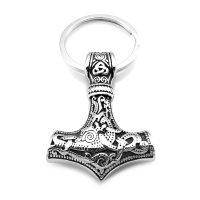Stainless Steel Keychain Thors Hammer with Celtic Knots