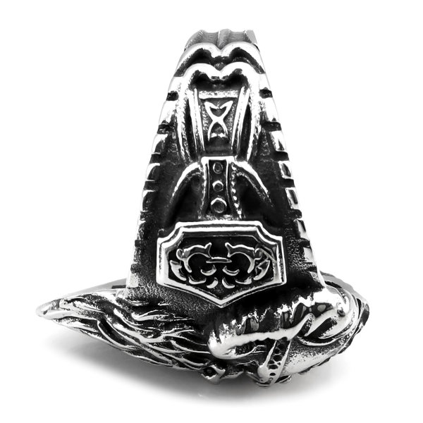 Massiver Edelstahl Thors Hammer • Siegel Ring Biker Viking Odin Runen Wikinger