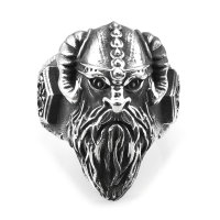 Edelstahl Wikinger Ring Odins Bart mit Thors Hammer 65