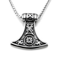 Edelstahl Halskette Odins Axt mit keltischen Knoten