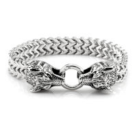 Stainless Steel Viking Bracelet Geri &amp; Freki II -...