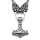 Solid stainless steel necklace &quot;Veles&quot; with bear paws and Thors hammer