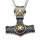 Edelstahl Halskette Thors Hammer mit Helm of Awe und Triquetra - Silber- und Goldfarben