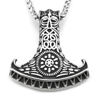 Stainless steel necklace Axe with Odin the father of gods