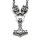 Massive Edelstahl Halskette Thors Hammer mit Geri &amp; Freki und keltischen Knoten